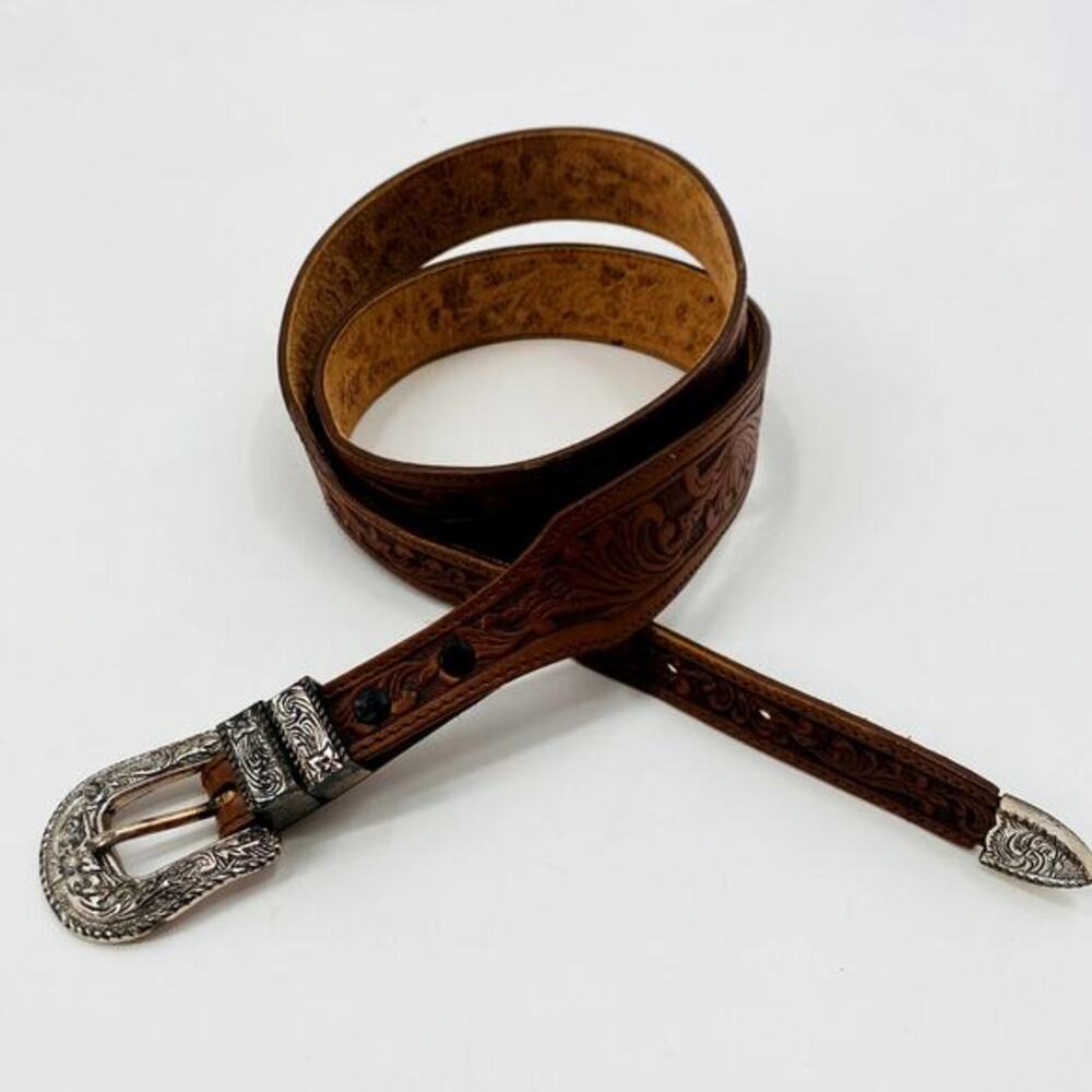 Vintage Justin 1991 Leather Western brown Belt